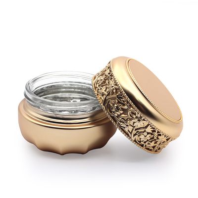 Barattolo cosmetico di vetro di lusso vuoto di Embossment di timbratura di oro del barattolo 30g 50g del contenitore