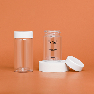 Materiale di plastica cilindrico dell'animale domestico della bottiglia con la bottiglia di plastica dell'ANIMALE DOMESTICO vuoto bianco del cappuccio