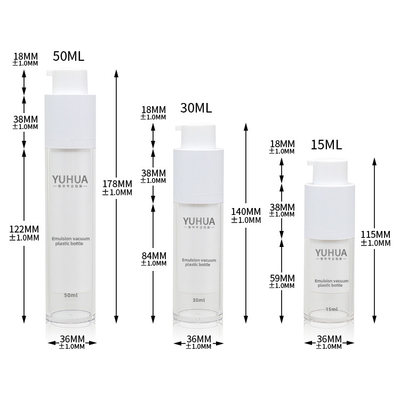 Forma rotonda trasparente di plastica della bottiglia 15ml 30ml 50ml dell'ANIMALE DOMESTICO senz'aria