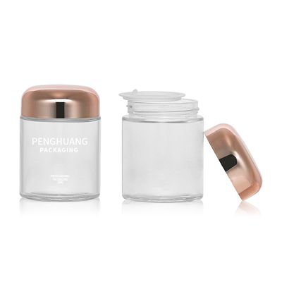 Contenitore rotondo di vetro della capsula 100g con il barattolo di vetro Packaing di Rose Golden Cap Sliver Cap