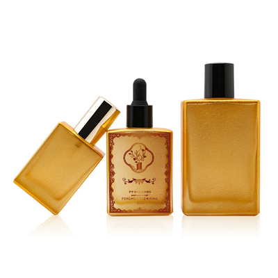 Il contagoccia dorato di vetro del siero di Lucury imbottiglia l'olio del profumo che imballa Logo Custom 50ml 100ml 120ml