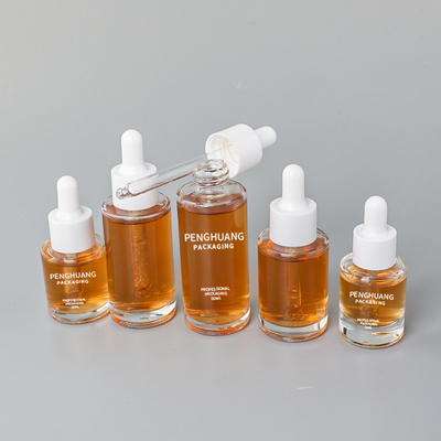 forma rotonda di vetro d'imballaggio dell'olio della bottiglia del contagoccia del siero di 15ml 20ml 30ml 40ml 50ml