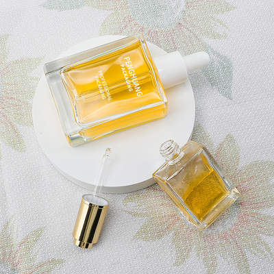 forma quadrata di vetro d'imballaggio dell'olio della bottiglia del contagoccia del siero di 15ml 30ml 50ml 100ml