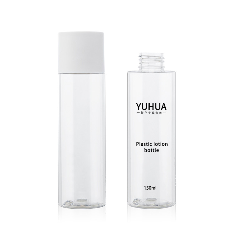 Bottiglie di imballaggio in plastica da 150 ml smerigliate trasparenti di colore personalizzato con tappo in alluminio dorato