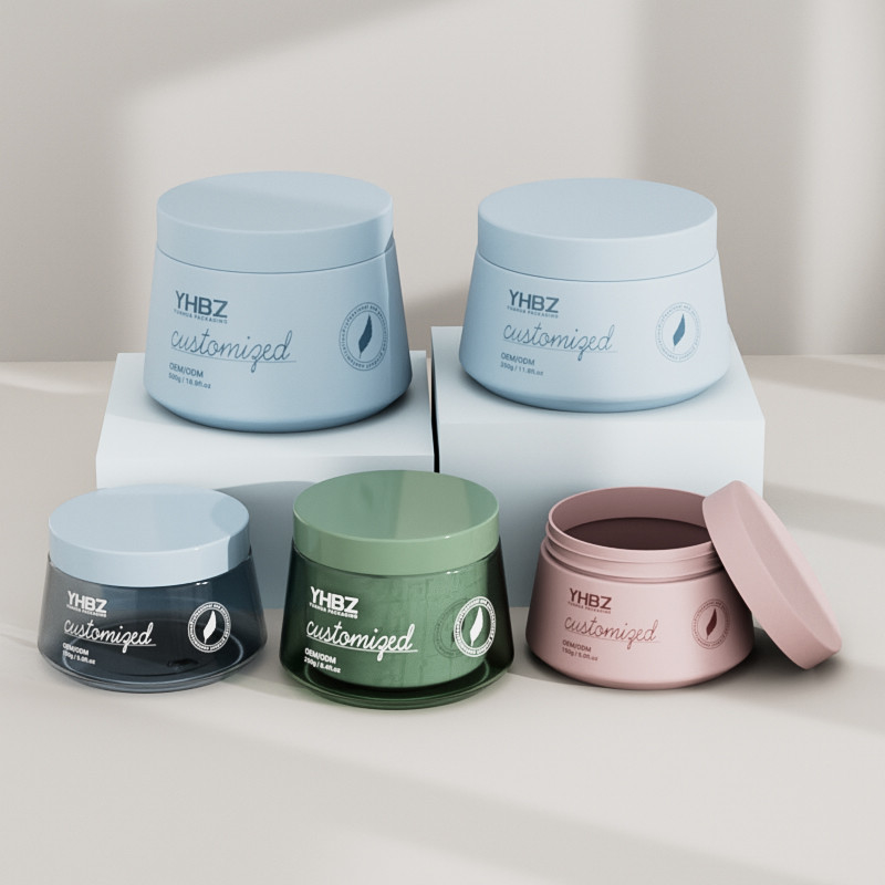 150ml 250ml 350ml 500ml Boccone di crema di plastica Logo personalizzato Rotondo Bocconi di imballaggio di plastica per lo scrub del corpo