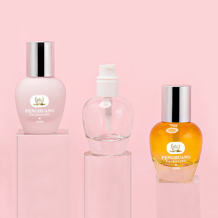 Bottiglia cosmetica di vetro d'imballaggio all'ingrosso del fondamento di cura di pelle della pompa della lozione di colore 30ml della bottiglia di vetro su ordinazione del fondamento
