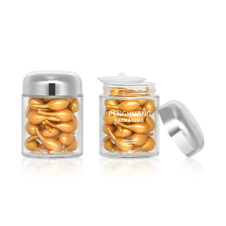 Contenitore rotondo di vetro della capsula 100g con il barattolo di vetro Packaing di Rose Golden Cap Sliver Cap