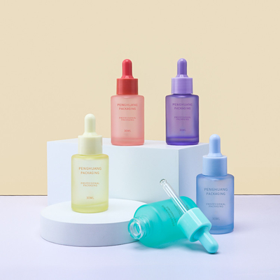 il contagoccia del siero 30ml imbottiglia l'olio essenziale di vetro d'imballaggio variopinto glassato di Skincare