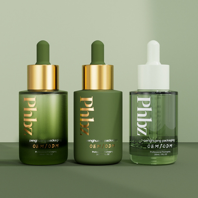 Il contagoccia operato di vetro stampato del siero 1oz imbottiglia per l'imballaggio cosmetico