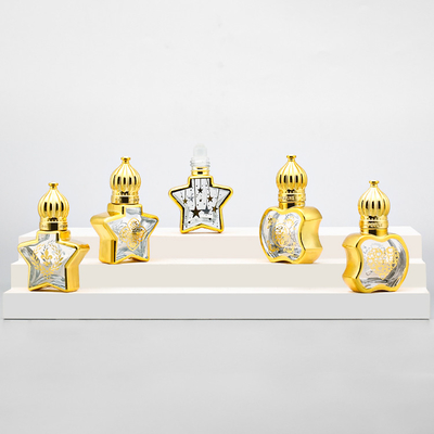 Imballaggio cosmetico di lusso Rollo di vetro su bottiglie Con cappuccio d' oro contenitore di profumo rollo
