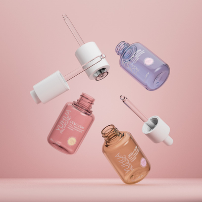 Flacone siero olio a forma cilindrica con contagocce 50ML, flacone in plastica per oli essenziali