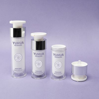 Bottiglia di plastica senza aria a doppia parete 30 ml Bottiglia di pompa senza aria trasparente 50 ml