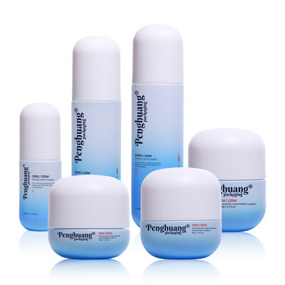 Set di packaging cosmetico in vetro con finitura superficiale serigrafica personalizzabile con logo e colore