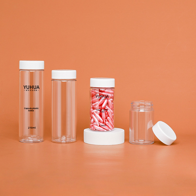 Materiale di plastica cilindrico dell'animale domestico della bottiglia con la bottiglia di plastica dell'ANIMALE DOMESTICO vuoto bianco del cappuccio