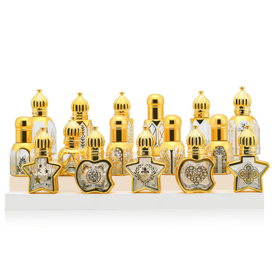 Bellezza che imballa Mini Glass Roll On Bottles 12ml per profumo che imballa brillare dorato