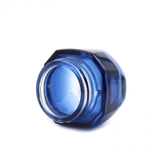Insieme di vetro di vendita caldo del barattolo del barattolo cosmetico blu vuoto di lusso del quadrato 50g di alta qualità
